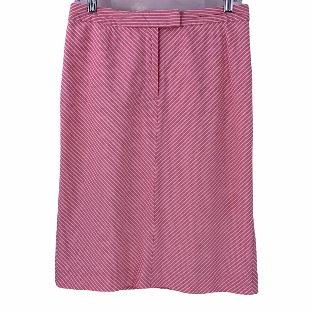 BROOKS BROTHERS Pink White Stripe Cotton A-Line Skirt Size 6 Preppy Casual